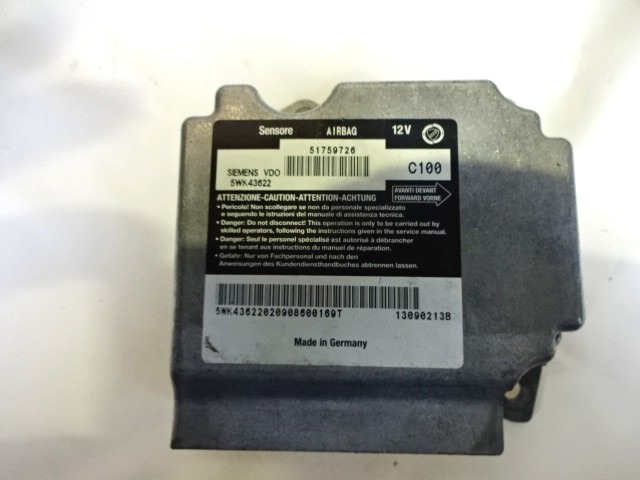 KIT AIRBAG KOMPLET OEM N. 16589 KIT AIRBAG COMPLETO ORIGINAL REZERVNI DEL FIAT MULTIPLA 186 R (2004 - 2010) BENZINA/METANO LETNIK 2009