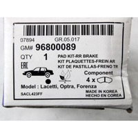 96800089 KIT PASTIGLIE FRENO POSTERIORI DAEWOO LACETTI 1.8 B 90KW (2004) RICAMBIO NUOVO