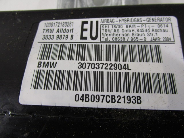 AIRBAG VRATA OEM N. 30703722904 ORIGINAL REZERVNI DEL BMW SERIE 3 E46 BER/SW/COUPE/CABRIO LCI R (2002 - 2005) DIESEL LETNIK 2004