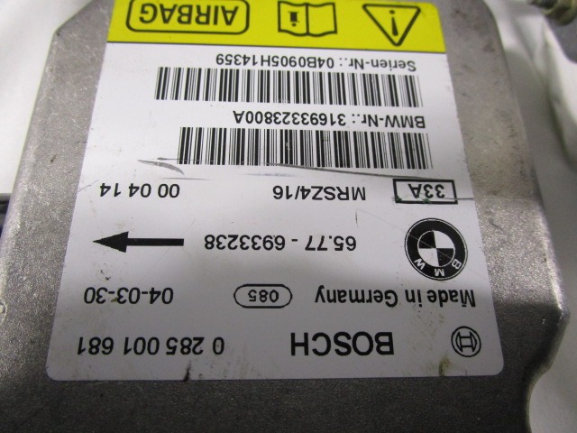 KIT AIRBAG KOMPLET OEM N. 16201 KIT AIRBAG COMPLETO ORIGINAL REZERVNI DEL BMW SERIE 3 E46 BER/SW/COUPE/CABRIO LCI R (2002 - 2005) DIESEL LETNIK 2004