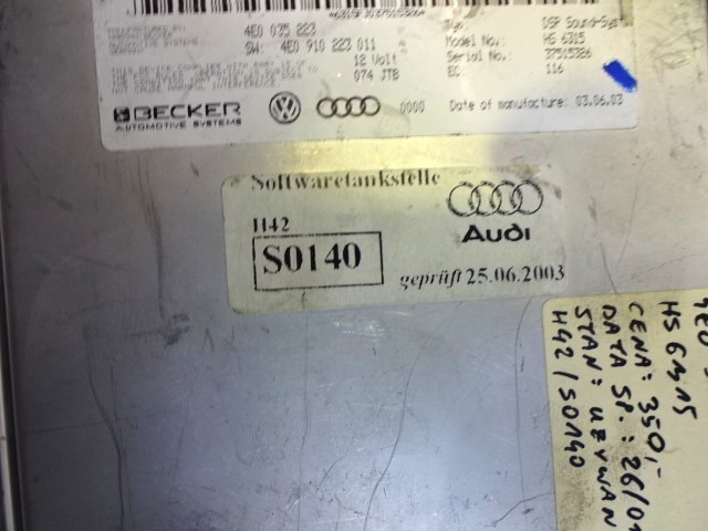 OJACEVALEC AVDIO/RADIO ENOTA  OEM N. 4E0035223 ORIGINAL REZERVNI DEL AUDI A6 C6 4F2 4FH 4F5 BER/SW/ALLROAD (07/2004 - 10/2008) DIESEL LETNIK 2007