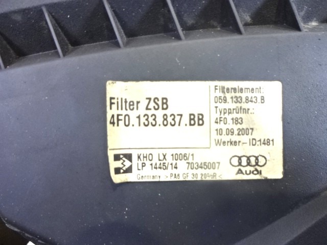 FILTAR ZRAKA OEM N. 4F0133837BB ORIGINAL REZERVNI DEL AUDI A6 C6 4F2 4FH 4F5 BER/SW/ALLROAD (07/2004 - 10/2008) DIESEL LETNIK 2007