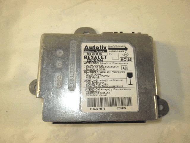 RACUNALNIK AIRBAG OEM N. 8200367444 ORIGINAL REZERVNI DEL RENAULT MEGANE MK2 BM0/1 CM0/1 EM0/1 KM0/1 LM0/1 BER/GRANDTOUR  (10/2002 - 02/2006) DIESEL LETNIK 2004