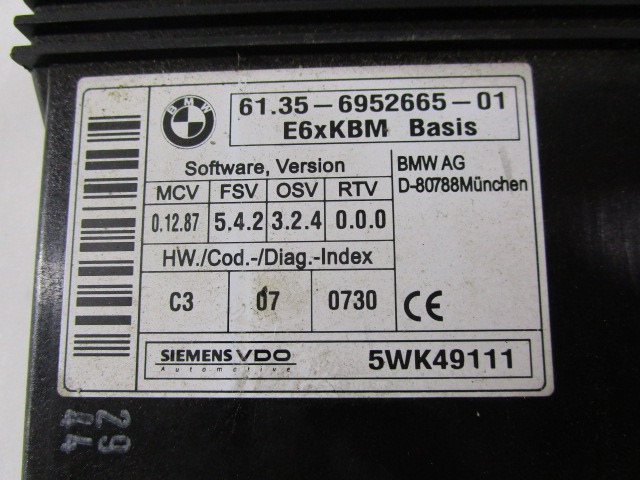 KONTROLA UDOBJA (BLUE & ME) OEM N. 61356952665 ORIGINAL REZERVNI DEL BMW SERIE 5 E60 E61 (2003 - 2010) DIESEL LETNIK 2004