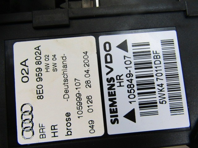 MOTORCEK ELEKTRICNEGA POMIKA ZADNJEGA STEKLA  OEM N. 0130821766 8E0959802A ORIGINAL REZERVNI DEL AUDI A4 B6 8E2 8E5 BER/SW (2001 - 2005) DIESEL LETNIK 2004