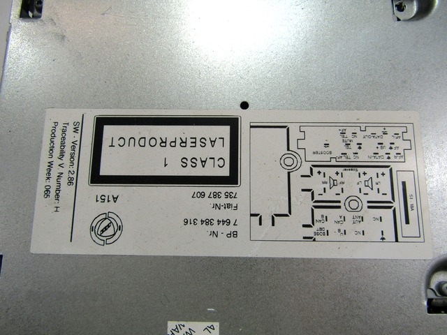 RADIO CD / OJACEVALNIK / IMETNIK HIFI OEM N. 735387607 ORIGINAL REZERVNI DEL LANCIA MUSA 350 (2004 - 2007) DIESEL LETNIK 2005