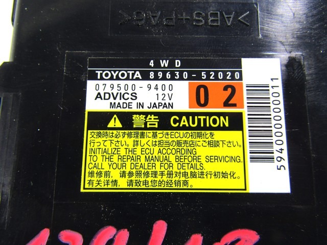RAZNE KRMILNE ENOTE  OEM N. 89630-52020 ORIGINAL REZERVNI DEL TOYOTA URBAN CRUISER P1 (2009 - 2014) DIESEL LETNIK 2009