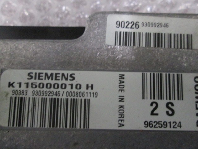 OSNOVNA KRMILNA ENOTA DDE / MODUL ZA VBRIZGAVANJE OEM N. K115000010H ORIGINAL REZERVNI DEL DAEWOO MATIZ KLYA (1998 - 2004) BENZINA LETNIK 2000