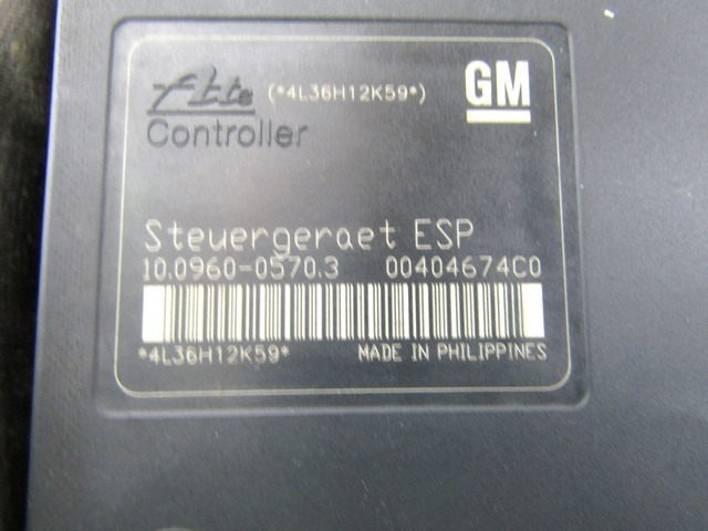 ABS AGREGAT S PUMPO OEM N. 13244860 10.0206-0264.4 10.0960-0570.3 ORIGINAL REZERVNI DEL OPEL ZAFIRA B A05 M75 (2005 - 2008) BENZINA LETNIK 2006