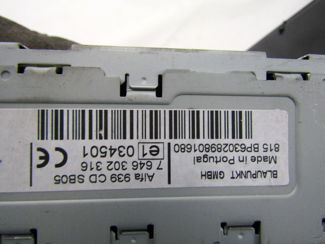RADIO CD / OJACEVALNIK / IMETNIK HIFI OEM N. 1560730930 7646302316 ORIGINAL REZERVNI DEL ALFA ROMEO 159 939 BER/SW (2005 - 2013) BENZINA LETNIK 2008