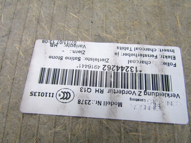 NOTRANJA OBLOGA SPREDNJIH VRAT OEM N. PNADTOPASTRAHA04RSW5P ORIGINAL REZERVNI DEL OPEL ASTRA H A04 L48 L08 L35 L67 R 5P/3P/SW (2007 - 2010) DIESEL LETNIK 2008