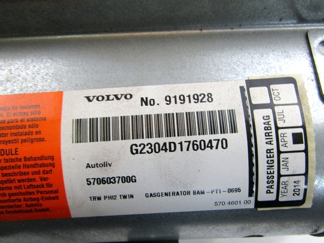 KIT AIRBAG KOMPLET OEM N. 16082 KIT AIRBAG COMPLETO ORIGINAL REZERVNI DEL VOLVO V70 MK2 285 (2000 - 2007) DIESEL LETNIK 2004