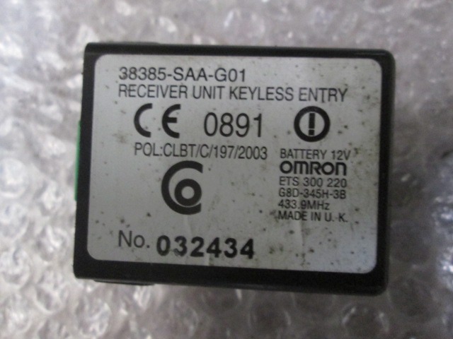 CENTRALNO ZAKLEPANJE OEM N. 38385-SAA-G01 ORIGINAL REZERVNI DEL HONDA CRV RD MK2 (2002 - 2007)DIESEL LETNIK 2005