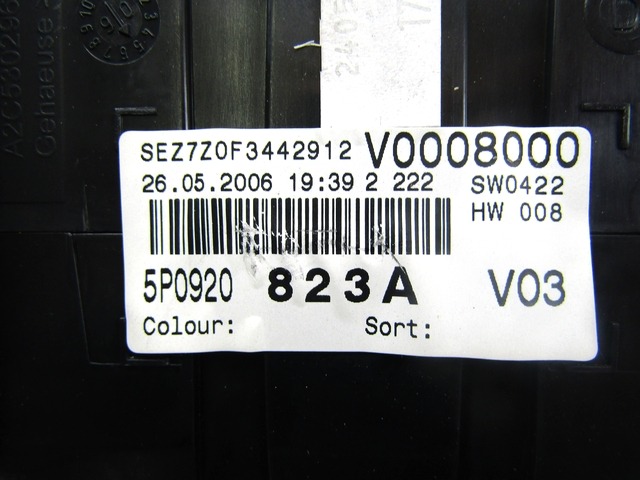 KOMPLET ODKLEPANJE IN VZIG  OEM N. 17900 KIT ACCENSIONE AVVIAMENTO ORIGINAL REZERVNI DEL SEAT ALTEA 5P1 (2004 - 02/2009)BENZINA LETNIK 2006