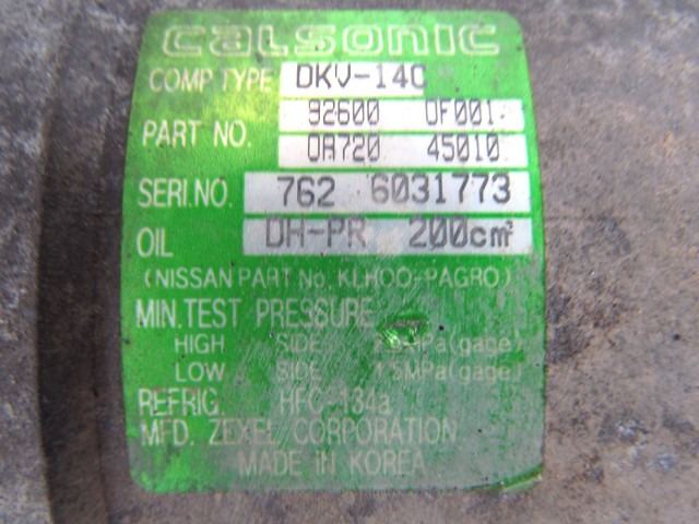 KOMPRESOR KLIME  OEM N. 92600-0F001 ORIGINAL REZERVNI DEL NISSAN TERRANO II R20 (1996 - 1999) DIESEL LETNIK 1997