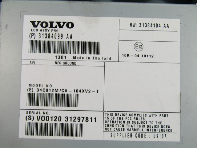 OJACEVALEC AVDIO/RADIO ENOTA  OEM N. 31384099AA ORIGINAL REZERVNI DEL VOLVO V40 MK1 525 526 (2012 - 2016)DIESEL LETNIK 2013