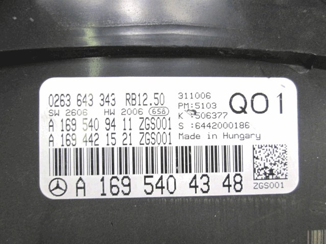 KILOMETER STEVEC OEM N. A1695404348 ORIGINAL REZERVNI DEL MERCEDES CLASSE A W169 5P C169 3P (2004 - 04/2008) DIESEL LETNIK 2007