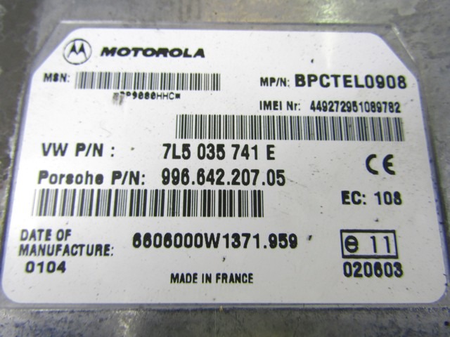 RACUNALNIK TELEFONA  OEM N. 7L5035741E ORIGINAL REZERVNI DEL PORSCHE CAYENNE 9PA MK1 (2003 -2008) BENZINA LETNIK 2004