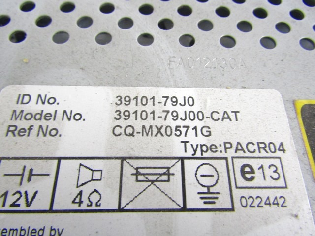 RADIO CD / OJACEVALNIK / IMETNIK HIFI OEM N. 39101-79J0 ORIGINAL REZERVNI DEL FIAT SEDICI FY (2006 - 4/2009) DIESEL LETNIK 2006