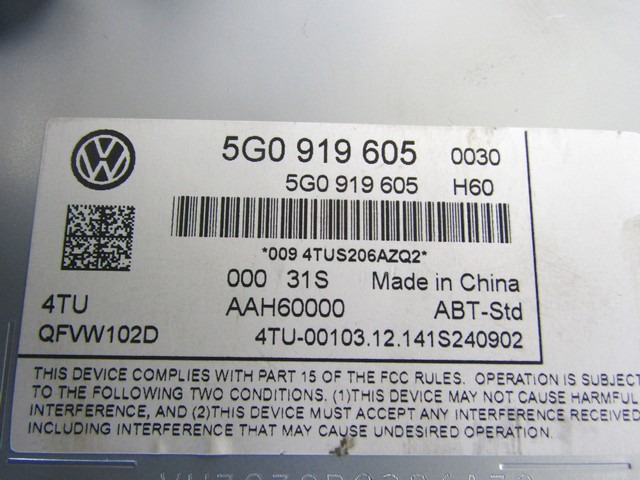 RADIO CD / OJACEVALNIK / IMETNIK HIFI OEM N. 5G0035819A ORIGINAL REZERVNI DEL VOLKSWAGEN GOLF VII 5G1 BQ1 BE1 BE2 BA5 BV5 MK7 (2012 - 2017)DIESEL LETNIK 2015