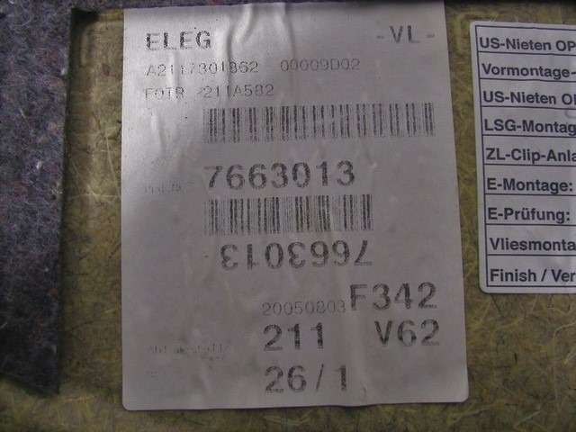 VRATNI PANEL OEM N. PNPDTMBCLASES211SW5P ORIGINAL REZERVNI DEL MERCEDES CLASSE E W211 S211 BER/SW (03/2002 - 05/2006) DIESEL LETNIK 2005