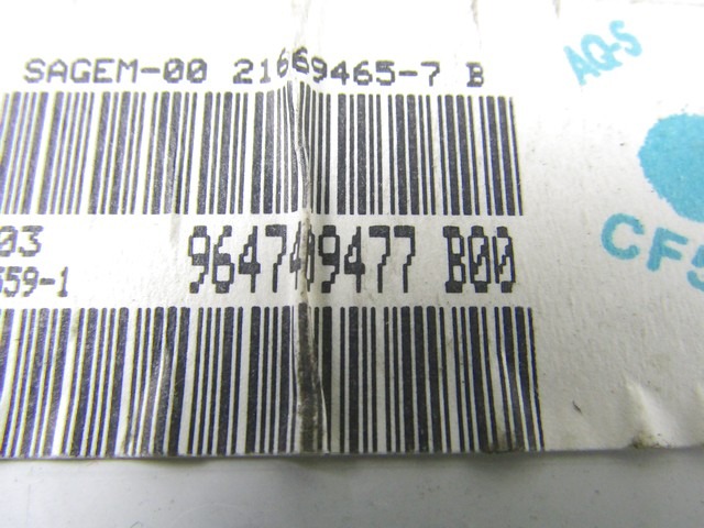 POTOVALNI RACUNALNIK OEM N. 9647409477 ORIGINAL REZERVNI DEL CITROEN C3 / PLURIEL MK1 (2002 - 09/2005) BENZINA LETNIK 2003