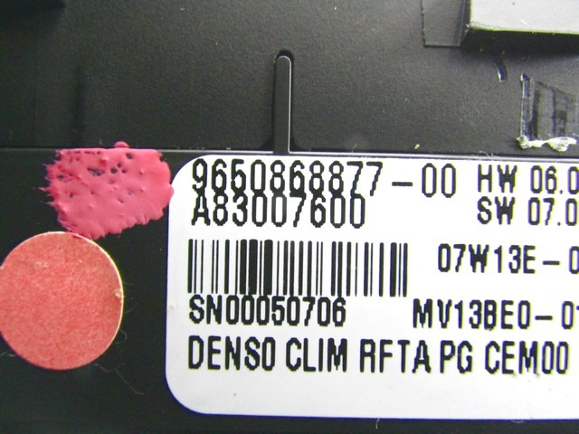 KONTROLNA ENOTA KLIMATSKE NAPRAVE / AVTOMATSKA KLIMATSKA NAPRAVA OEM N. 9650868877 ORIGINAL REZERVNI DEL CITROEN C4 PICASSO/GRAND PICASSO MK1 (2006 - 08/2013) DIESEL LETNIK 2007