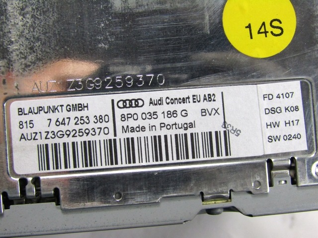 RADIO CD / OJACEVALNIK / IMETNIK HIFI OEM N. 8P0035186G ORIGINAL REZERVNI DEL AUDI A3 MK2 8P 8PA 8P1 (2003 - 2008)DIESEL LETNIK 2008