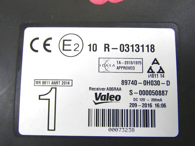 CENTRALNO ZAKLEPANJE OEM N. 89740-0H030-D ORIGINAL REZERVNI DEL CITROEN C1 (2014 - 2021) BENZINA LETNIK 2016