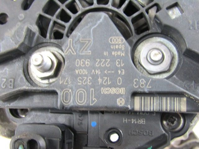 ALTERNATOR OEM N. 13222930 ORIGINAL REZERVNI DEL OPEL ASTRA H A04 L48,L08,L35,L67 5P/3P/SW (2004 - 2007) BENZINA LETNIK 2007