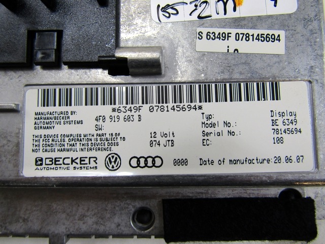 REZERVNI DELI, RADIJSKO-NAVIGACIJSKE NAPRAVE OEM N. 18675 Sistema di navigazione satelittare ORIGINAL REZERVNI DEL AUDI A6 C6 4F2 4FH 4F5 BER/SW/ALLROAD (07/2004 - 10/2008) DIESEL LETNIK 2007