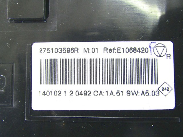 KONTROLNA ENOTA KLIMATSKE NAPRAVE / AVTOMATSKA KLIMATSKA NAPRAVA OEM N. 275103596R ORIGINAL REZERVNI DEL RENAULT MEGANE MK3 BZ0/1 B3 DZ0/1 KZ0/1 BER/SPORTOUR/ESTATE (2009 - 2015) DIESEL LETNIK 2013