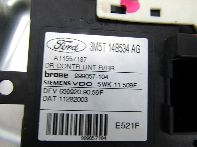 MEHANIZEM DVIGA ZADNJIH STEKEL  OEM N. 3M5T-14B534-AG ORIGINAL REZERVNI DEL FORD FOCUS CMAX DM2 MK1 (10/2003 - 03/2007) DIESEL LETNIK 2004