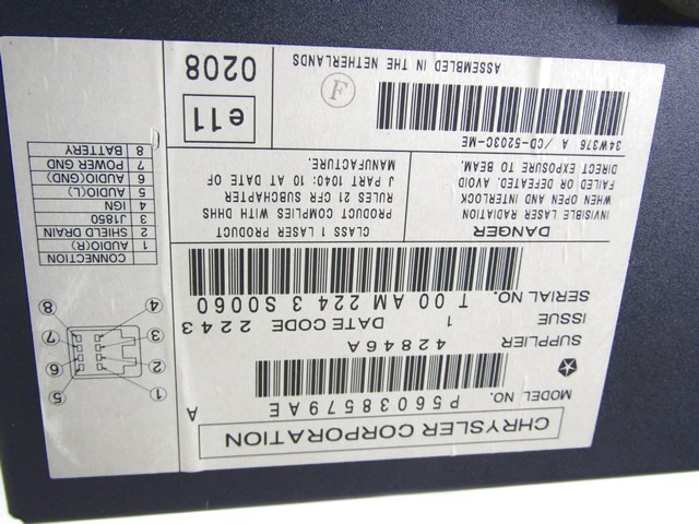 CD POLNILNIK OEM N. P56038579AE ORIGINAL REZERVNI DEL JEEP GRAND CHEROKEE WJ WG MK2 (1999 - 04/2005) DIESEL LETNIK 2003