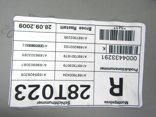 MEHANIZEM DVIGA ZADNJIH STEKEL  OEM N. A1697301679 ORIGINAL REZERVNI DEL MERCEDES CLASSE B W245 T245 5P (2005 - 2011) DIESEL LETNIK 2010