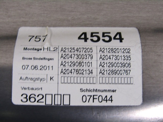 MEHANIZEM DVIGA ZADNJIH STEKEL  OEM N. A2048200542 ORIGINAL REZERVNI DEL MERCEDES CLASSE E W212 S212 BER/SW (09/2011 - 08/2014)DIESEL LETNIK 2011