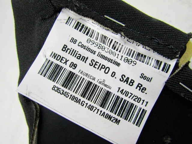 LATVIJSKI STRANSKI SEDEZI ZA ZADNJE SEDEZE OEM N. 25508 Fianchetti latarali sedili posteriori tessut ORIGINAL REZERVNI DEL AUDI A4 B8 8K2 BER/SW/CABRIO (2007 - 11/2015) DIESEL LETNIK 2011