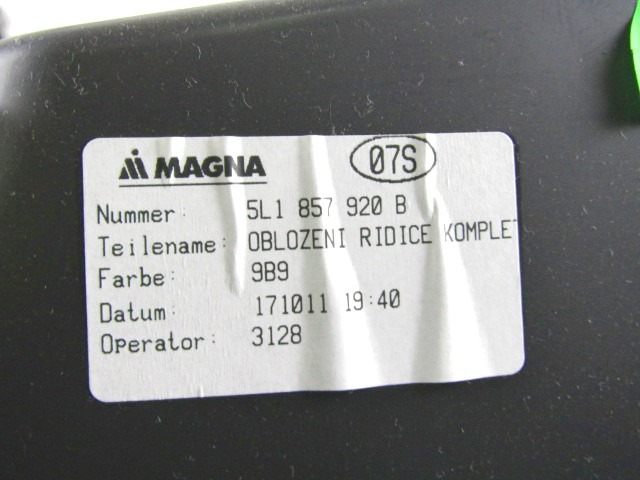 MONTA?NI DELI /  ARMATURNE PLOSCE SPODNJI OEM N. 5L1857920B ORIGINAL REZERVNI DEL SKODA YETI 5L (7/2009 - 10/2013)BENZINA LETNIK 2011