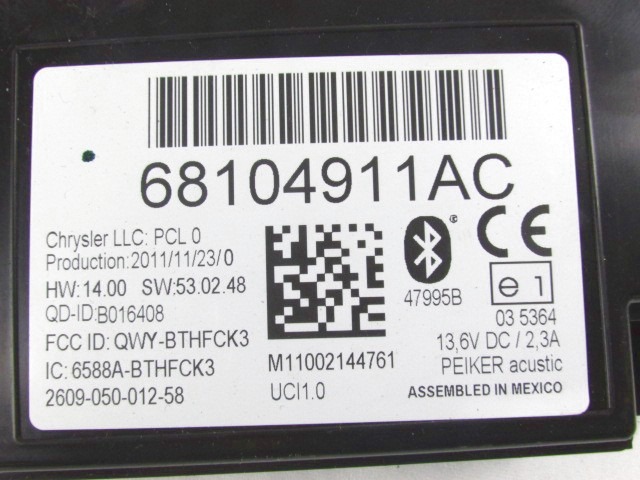 RACUNALNIK TELEFONA  OEM N. 68104911AC ORIGINAL REZERVNI DEL JEEP COMPASS MK49 MK1 R (2011 - 2017)DIESEL LETNIK 2012