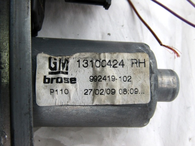 MEHANIZEM DVIGA ZADNJIH STEKEL  OEM N. 22683 Sistema alzacristallo porta posteriore elett ORIGINAL REZERVNI DEL OPEL ASTRA H A04 L48 L08 L35 L67 R 5P/3P/SW (2007 - 2010) BENZINA LETNIK 2009