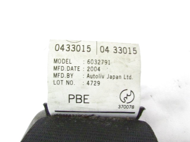 VARNOSTNI PAS OEM N. BP4K57630C02 ORIGINAL REZERVNI DEL MAZDA 3 MK1 BK (2003 - 2009)DIESEL LETNIK 2005