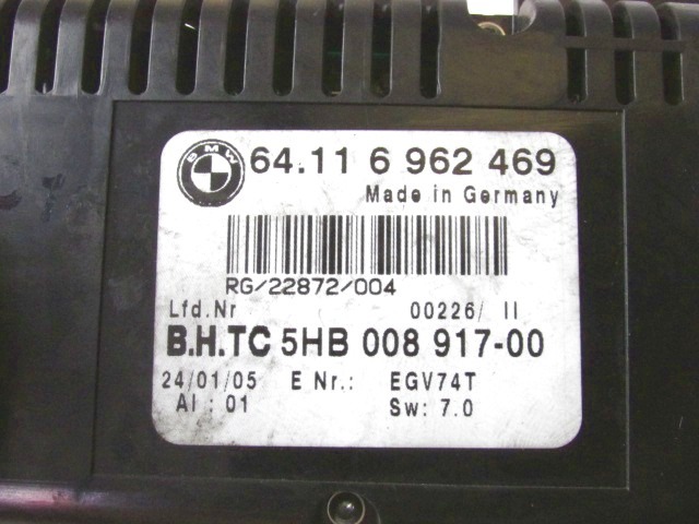 KONTROLNA ENOTA KLIMATSKE NAPRAVE / AVTOMATSKA KLIMATSKA NAPRAVA OEM N. 64116962469 ORIGINAL REZERVNI DEL MINI ONE / COOPER / COOPER S R50 R52 R53 (2001-2006) DIESEL LETNIK 2004