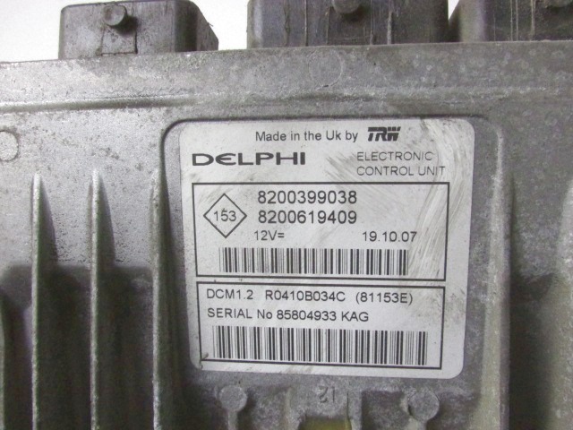 OSNOVNA KRMILNA ENOTA DDE / MODUL ZA VBRIZGAVANJE OEM N. 8200399038 ORIGINAL REZERVNI DEL NISSAN MICRA K12 K12E MK3 (2002 - 2010) DIESEL LETNIK 2008