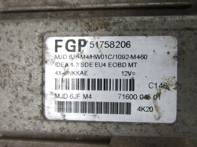 KOMPLET ODKLEPANJE IN VZIG  OEM N. 18251 KIT ACCENSIONE AVVIAMENTO ORIGINAL REZERVNI DEL LANCIA MUSA 350 (2004 - 2007) DIESEL LETNIK 2004