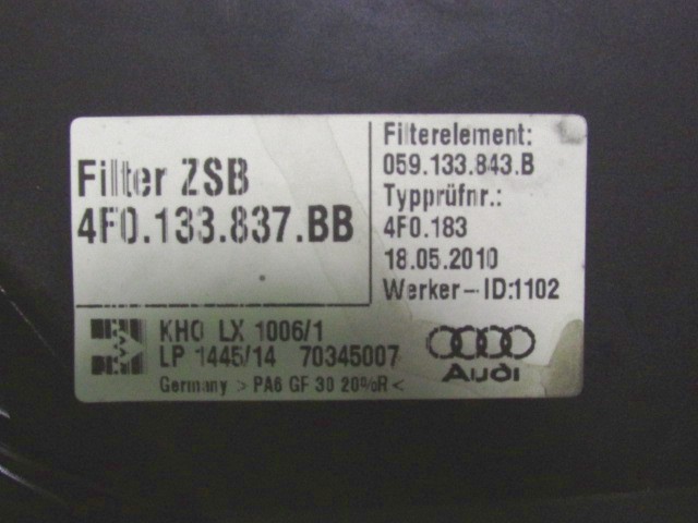 FILTAR ZRAKA OEM N. 4F0133837BB ORIGINAL REZERVNI DEL AUDI A6 C6 R 4F2 4FH 4F5 BER/SW/ALLROAD (10/2008 - 2011) DIESEL LETNIK 2011