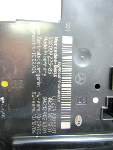 VAROVALKE/RELE' OEM N. 2049005601 ORIGINAL REZERVNI DEL MERCEDES CLASSE C W204 R BER/SW (2011 - 10/2014)DIESEL LETNIK 2011