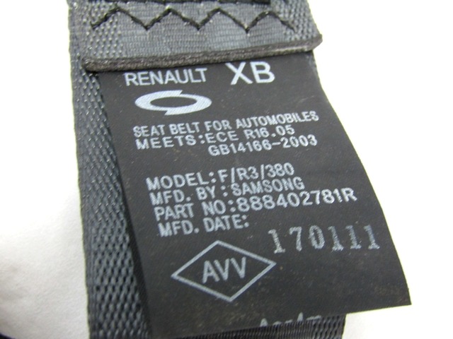 VARNOSTNI PAS OEM N. 888402781R ORIGINAL REZERVNI DEL RENAULT KOLEOS HY MK1 (2008 - 2011) DIESEL LETNIK 2011