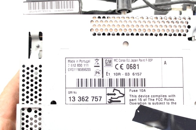 REZERVNI DELI, RADIJSKO-NAVIGACIJSKE NAPRAVE OEM N. 13362757 ORIGINAL REZERVNI DEL OPEL CORSA D R S07 (02/2011 - 2014) DIESEL LETNIK 2011