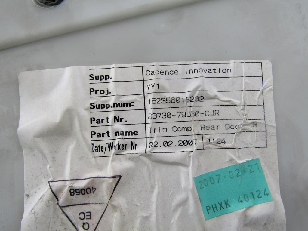 VRATNI PANEL OEM N. PNPDTSZSX4EYSV5P ORIGINAL REZERVNI DEL SUZUKI SX4 EY GY (2006 - 2010) DIESEL LETNIK 2007