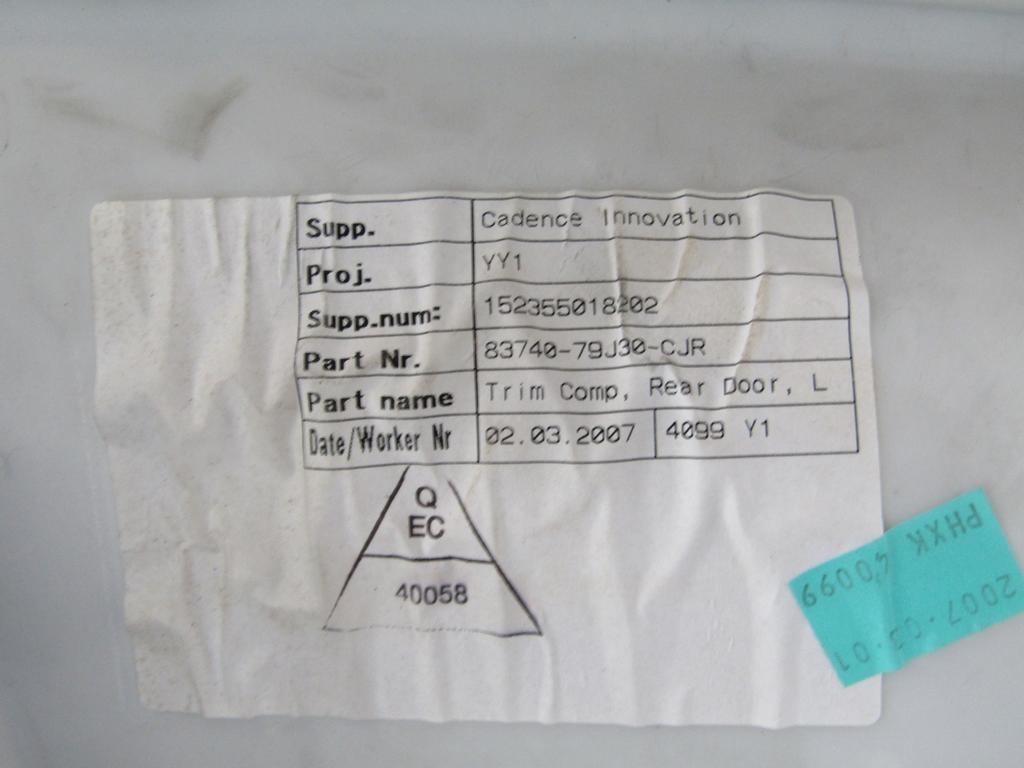 VRATNI PANEL OEM N. PNPSTSZSX4EYSV5P ORIGINAL REZERVNI DEL SUZUKI SX4 EY GY (2006 - 2010) DIESEL LETNIK 2007